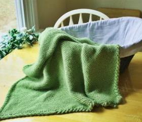 Custom Knit Baby Blanket - Handmade green cable