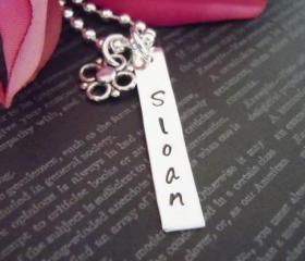 Hand Stamped Jewerly-Personalized Necklace-Little Girl Necklace-Silver Jewelry-Flower Charm