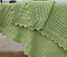 Custom Crochet Baby Blanket - green lightweight lacy