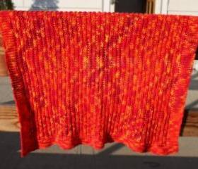 Knit orange baby blanket yellow afghan infant warm