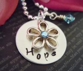 Silver Charms-Personalized Necklace-Hand Stamped Jewelry-Childrens Necklace-Flower Girl-Wedding