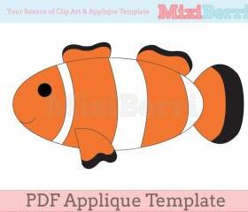 Fish - Clown Fish Applique Template PDF