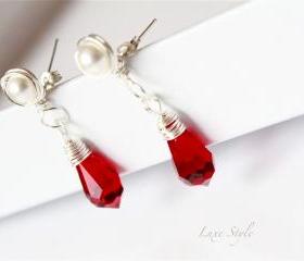 Drop Earrings, Sterling Silver Earrings, Pearl Stud Earrings, Handmade Jewelry Unique contemporary design Luxe Style
