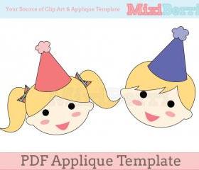 Birthday Girl & Boy Applique Template PDF