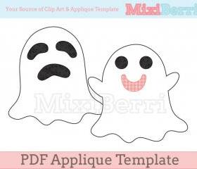 Happy & Sad Ghost PDF Applique Template - 2 Different Designs in 1 File