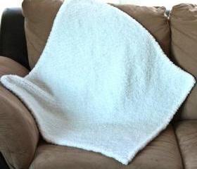 knit baby blanket - fleece -bright white soft warm