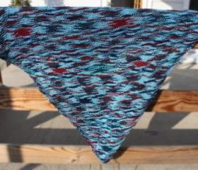 Knit baby blanket blue burgundy diamond warm soft