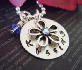 Personalized Flower Girl or Junior Bridesmaid Necklace-Flower Girl Gifts-Hand Stamped Jewelry-Pearl