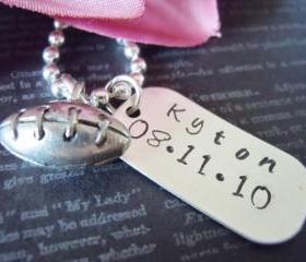 Football Charm-Dog Tag-Child Necklace-Jewelry-Personalized Necklace-Hand Stamped Jewelry