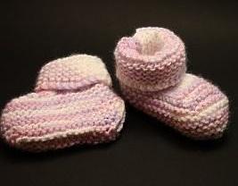 Knit baby shoes booties - pink purple white custom