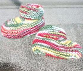 Knit baby booties shoes yellow green pink infant warm