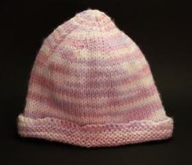 knit baby hat pink purple white infant warm cap