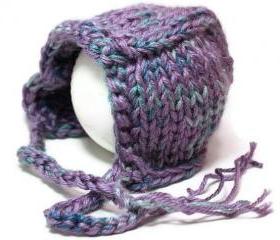 Knit baby bonnet hat purple warm winter infant
