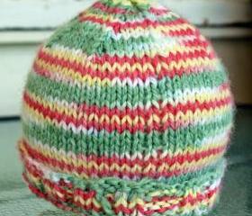 knit baby hat cap yellow green pink warm infant