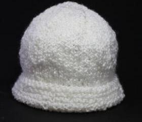 Knit baby hat cap classic white infant warm