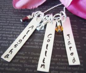 Hand Stamped Jewerly-Personalized Necklace-Childrens Necklace-Custom Jewelry-Silver Jewelry-Flower Charm