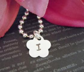 Wedding-Flower Girl Necklace or Junior Bridesmaid Necklace-Hand Stamped Jewelry-Wedding-Flower Girl Gifts-Single Initial with Birthstone