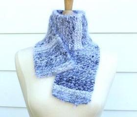 Knit scarf warm winter white black gray grey soft, plush