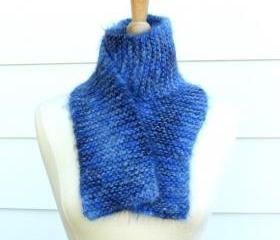 knit scarf blue winter soft plush warm blueberry