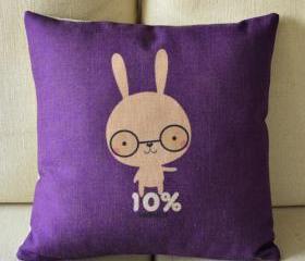 Cute Bunny Print Decorative Pillow