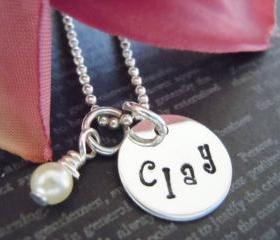 Hand Stamped Jewelry-Mommy Necklace-Personalized Necklace-Hand Stamped Jewelry-Baby Gift Jewelry