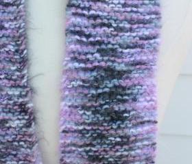 knit warm winter scarf - handmade pink, gray, grey, white