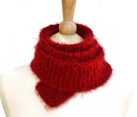 knit red skinny scarf soft warm plush long winter