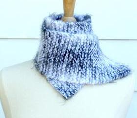 Knit scarf winter warm white black super soft plush