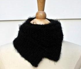 knit scarf black winter skinny soft plush warm long