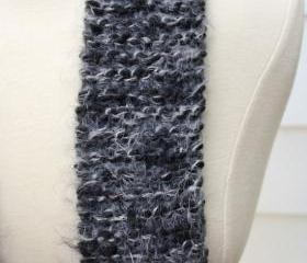 knit scarf gray winter grey skinny soft plush warm long