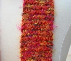 Knit scarf - skinny - winter orange soft plush warm long