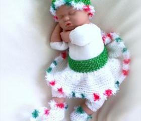 Santa's Little Helper newborn elf skirt, hat and socks set, photo prop