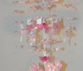 Dance Around (Pink/Peach/White Ballet mobile) Nursery Decor Baby shower Gift Chandlier