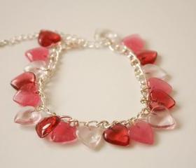 Pink hearts charm bracelet.