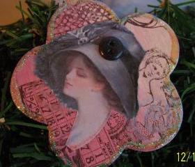 Lovely Lady Wooden Ornament #5