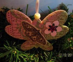 Butterfly Shaped Wooden Ornament #12