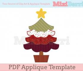 Cute Christmas Tree Applique Template PDF