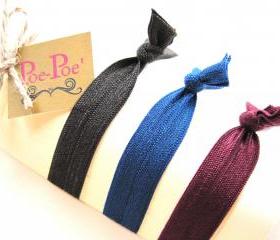 Stackable Elastic Bracelets, Hair Ties, Brown, Navy Blue, Maroon 
