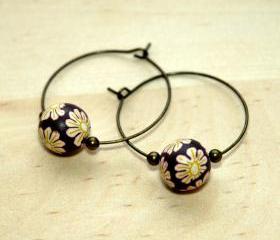 Polymer Clay Beads and Brass Charms Dangle Earring