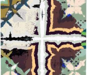 'WhiteCrossBrownGreen' an abstract art print