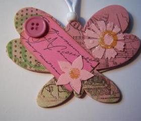 Wooden Pink Ornament #13