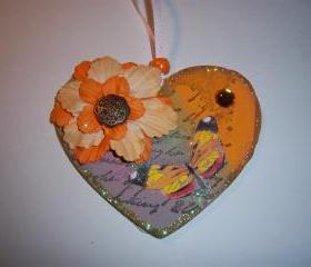 Heart Shaped Wood Ornament #15