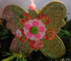 Butterfly Shaped Wooden Ornament #17