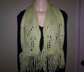 Hand Knitted Green Scarf/Neck Warmer