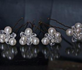 Bridal Hair Pins - Wedding Hair Accessories - Wedding Hairpins with Swarovski Elements - Pearl Hair Pins with Crystals