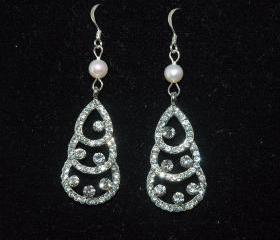 Art Deco Bridal Bridesmaids Earrings Set of 4 - Wedding Pearl Earrings - Bride