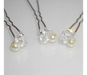 Pearl and Crystal Hair Pins - Bridal, Wedding, Bridesmaids