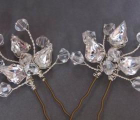 Crystal Hair Pins - Wedding Hair Accessories, Swarovski Crystal and Rhinestone