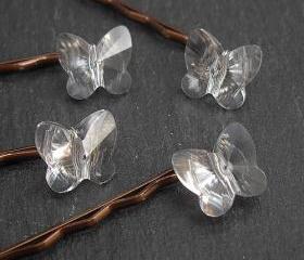 Crystal Butterfly Hair Grips, Swarovski Crystal Hair Accessories for Wedding and Prom