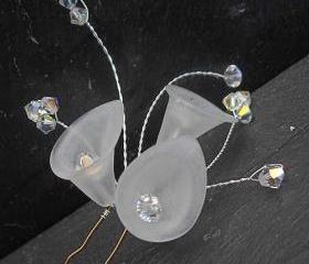 Wedding Hair Accessory - Crystal Hair Pin, Calla Lilies